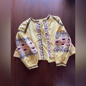 Retro embroidered shirt jacket
